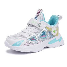 Kids Sneakers Girls Breathable Mesh Sport Shoes Non-slip Running Shoes Slip-on Children Light Casual Walking Shoe Tenis Infantil (Color: white girls shoes, size: 13)