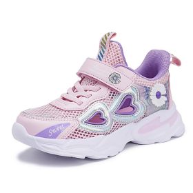 Kids Sneakers Girls Breathable Mesh Sport Shoes Non-slip Running Shoes Slip-on Children Light Casual Walking Shoe Tenis Infantil (Color: purple girls shoes, size: 3)