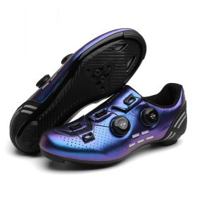 MTB Cycling Shoes Carbon Men Sports Route Cleats Road Bike Boots Racing Speed Sneaker Women Flat Spd Mountain Bicycle Shoes (Color: blue road, size: 47)