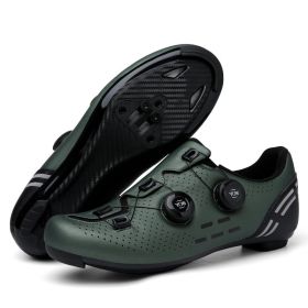 MTB Cycling Shoes Carbon Men Sports Route Cleats Road Bike Boots Racing Speed Sneaker Women Flat Spd Mountain Bicycle Shoes (Color: green road, size: 48)