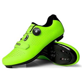 MTB Cycling Shoes Men Sport Self-locking Road Bike Boots Speed Sneaker Racing Women Bicycle Shoes Flat Cleats Mountain SPD Clits (Color: green road, size: 41)