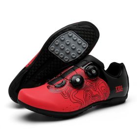 Outdoor Sports Cycling Shoes MTB Men Self-Locking Speed Sneaker Road Bike Boots SPD Cleats Mountain Bicycle Shoes Women Racing (Color: red rubber, size: 43)