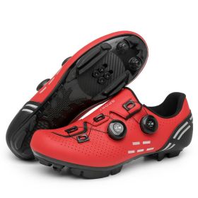 MTB Cycling Shoes Carbon Men Sports Route Cleats Road Bike Boots Racing Speed Sneaker Women Flat Spd Mountain Bicycle Shoes (Color: red mtb, size: 43)