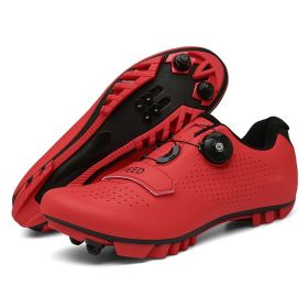 MTB Cycling Shoes Men Sport Self-locking Road Bike Boots Speed Sneaker Racing Women Bicycle Shoes Flat Cleats Mountain SPD Clits (Color: red mtb, size: 47)