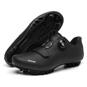 MTB Cycling Shoes Men Sport Self-locking Road Bike Boots Speed Sneaker Racing Women Bicycle Shoes Flat Cleats Mountain SPD Clits (Color: all in black mtb, size: 43)