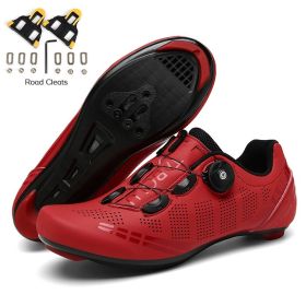 Men Sapatilha Ciclismo Mtb Sport Cycling Shoes Spd Cleats Road Bike Boots Women Speed Sneaker Racing Mountain Bicycle Shoes Flat (Color: Red, size: 37)