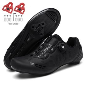 Men Sapatilha Ciclismo Mtb Sport Cycling Shoes Spd Cleats Road Bike Boots Women Speed Sneaker Racing Mountain Bicycle Shoes Flat (Color: black road cleats, size: 40)