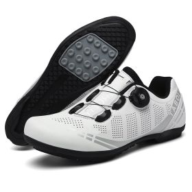 Men Sapatilha Ciclismo Mtb Sport Cycling Shoes Spd Cleats Road Bike Boots Women Speed Sneaker Racing Mountain Bicycle Shoes Flat (Color: white rubber, size: 47)