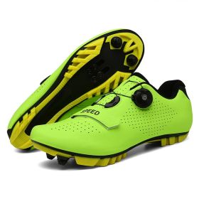 MTB Cycling Shoes Men Sport Self-locking Road Bike Boots Speed Sneaker Racing Women Bicycle Shoes Flat Cleats Mountain SPD Clits (Color: green mtb, size: 45)