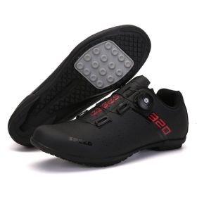 MTB Cycling Shoes Men Sport Self-locking Road Bike Boots Speed Sneaker Racing Women Bicycle Shoes Flat Cleats Mountain SPD Clits (Color: black rubber, size: 43)