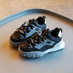 Childrens Sneakers For Boys Comfortable Breathable Girls Shoes for Kids Sport Baby Running Shoes Fashion Toddler Infant Shoes (Color: Black, size: 22 (Insole 14cm))