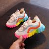 Children's Sneakers Mesh Shoes Sports Shoes Personality Running Casual Shoes Boys Girls Breathable Children's Colored sole