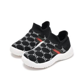 Baby Sneakers Infant Sock Shoes Fashion Children's Flat Baby Kids Girls Shoes Stretch Breathable Mesh Sports Running Shoes (Color: black-1, size: 27 (Insole 17cm))