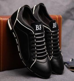 Male Sneakers 2022 Spring Autumn Men's Business Shoes Fashion British Style Man Leisure Leather Sports Shoes Large Size 38-50 (Color: Black, size: 42)