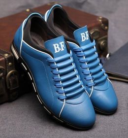 Male Sneakers 2022 Spring Autumn Men's Business Shoes Fashion British Style Man Leisure Leather Sports Shoes Large Size 38-50 (Color: Blue, size: 41)