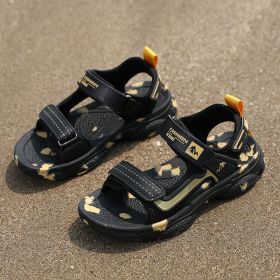 Summer Kids Sandals Fashion Mixed Color Toddler Boy Beach Shoes Outdoor Children Sport Sandalias Casual Baby Boys Zapatos Para (Color: A199-gold, size: 34)