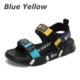 Summer Kids Sandals Fashion Mixed Color Toddler Boy Beach Shoes Outdoor Children Sport Sandalias Casual Baby Boys Zapatos Para (Color: Blue Yellow, size: 32)