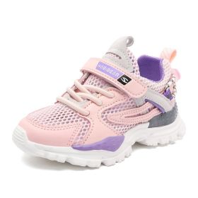 2022 Summer Kids Sport Shoes For Girls Sneakers boys Students Breathable Mesh Children Shoes Girl Sneakers Light Kid Shoes (Color: Pink, size: 31)