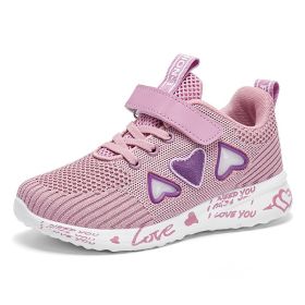 2022 Kids Casual Shoes For Girls Light Mesh Sneakers Kids Autumn Children Fashion Tenis Cute Sport Female Running Sock Footwear (Color: Lavender, size: 26)