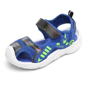 Toddler Boy Sports Sandals 2022 Summer Kids Beach Shoes Fashion Children Outdoor Walking Shoes Soft Sole Boys Breathable Sandal (Color: Royal blue, size: 29)