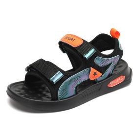 2022 New Arrival Children Footwear Closed Toe Sandals For Little And Big Sport Kids Summer Shoes boys Eur Size #28-38 (Color: Black orange, size: 36)