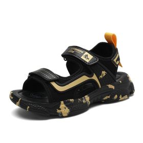 2022 Summer Boys Sandals Kids Aqua Sport Sandals Soft Non-slip Toddler Infant Shoes Children Outdoor Beach Water Shoes 825 (Color: 199 black gold, size: 30)