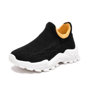 Mesh Breathable Girls Shoes Lace Up Velcro Sneakers Girl Badge Children's Sport Casual Sneaker Slip Resistance Kids Teens Shoes (Color: Black, size: 29)