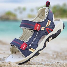 Boys Summer Sports Sandals Kids Fashion Beach Shoes Outdoor Walking Sandal for 5-18 Years Boy 2022 New Student School Shoe Light (Color: dark blue, size: 29)