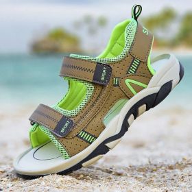 Boys Summer Sports Sandals Kids Fashion Beach Shoes Outdoor Walking Sandal for 5-18 Years Boy 2022 New Student School Shoe Light (Color: gray green, size: 26)