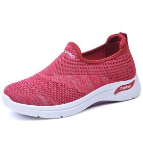 Summer Mesh Women Shoes Breathable Women Sport Shoes Non-slip Sneakers Women Lightweight Slip On Flat Loafers Chaussure Femme (Color: Red, size: 10)