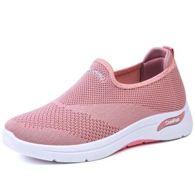 Summer Mesh Women Shoes Breathable Women Sport Shoes Non-slip Sneakers Women Lightweight Slip On Flat Loafers Chaussure Femme (Color: Pink, size: 7)