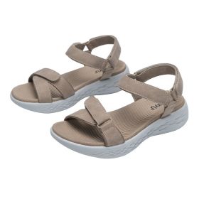 New Sports Style Women's Sandals Non-slip Soft Bottom Light Wedge Ladies Shoes With British Comfortable Outdoor Female Sandals (Color: khaki, size: 41)