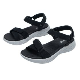 New Sports Style Women's Sandals Non-slip Soft Bottom Light Wedge Ladies Shoes With British Comfortable Outdoor Female Sandals (Color: Black, size: 40)