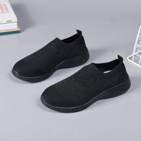 Summer Mesh Women Sock Shoes Breathable Women Sport Shoes Non-slip Sneakers Women Lightweight Slip On Flat Loafers Plus Size 42 (Color: Black, size: 4)