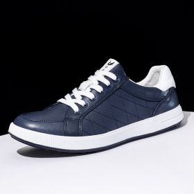 6 Colors New Men's Golf Shoes Leather Breathable Waterproof Non-slip Training Shoes White Blue Blue Sports Shoes (Color: Navy Blue, size: EUR46(US12))