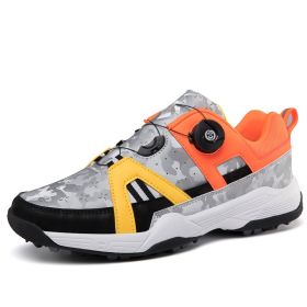 New Professional Women and Men's Golf Shoes Waterproof Non-slip Casual Breathable Outdoor Sports Men's Sneakers (Color: Orange, size: EUR36)