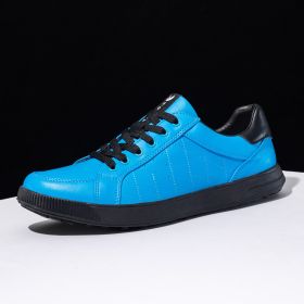 6 Colors New Men's Golf Shoes Leather Breathable Waterproof Non-slip Training Shoes White Blue Blue Sports Shoes (Color: Lake Blue, size: EUR46(US12))