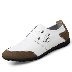 New Men's Leather Golf Shoes Sports Shoes Outdoor Leisure Waterproof Non-slip Golf Shoes (Color: White, size: EUR 41)