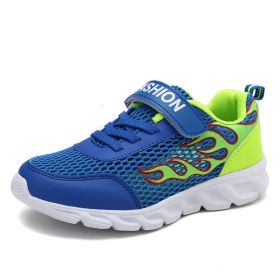 Kids Running Shoes Boys Sneakers Breathable Air Mesh Anti-Slippery Comfortable Casual Footwear Child Light Sport Shoe Size 31-40 (Color: blue hollow upper, size: 4.5)