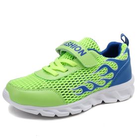 Kids Running Shoes Boys Sneakers Breathable Air Mesh Anti-Slippery Comfortable Casual Footwear Child Light Sport Shoe Size 31-40 (Color: green hollow upper, size: 6)