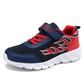 Kids Running Shoes Boys Sneakers Breathable Air Mesh Anti-Slippery Comfortable Casual Footwear Child Light Sport Shoe Size 31-40 (Color: darkblue  hollow, size: 13)