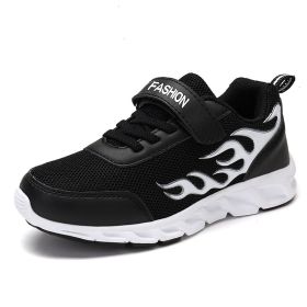 Kids Running Shoes Boys Sneakers Breathable Air Mesh Anti-Slippery Comfortable Casual Footwear Child Light Sport Shoe Size 31-40 (Color: Black White, size: 4.5)