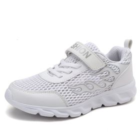 Kids Running Shoes Boys Sneakers Breathable Air Mesh Anti-Slippery Comfortable Casual Footwear Child Light Sport Shoe Size 31-40 (Color: white hollow upper, size: 2.5)