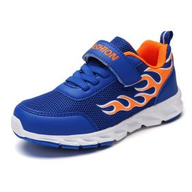 Kids Running Shoes Boys Sneakers Breathable Air Mesh Anti-Slippery Comfortable Casual Footwear Child Light Sport Shoe Size 31-40 (Color: blue orange, size: 6)