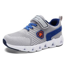 Boys Sport Shoes Summer Cushion Children Shoes Kids Breathable Tenis Infantil Light Student Outdoor Running Shoes Mesh Zapatilla (Color: grey kids shoes, size: 1.5)