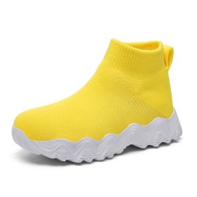 Fashion Children Shoes Big Boys Sneakers Breathable Light Outdoor Casual Sports Running Shoes School Trainers Tenis Infantil (Color: yellow kids shoes, size: 34)