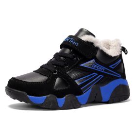 Boys Sneakers Winter Shoes Kids Cotton Shoes Fashion Fur Warm Outdoor Trainer Kids Running Shoes Children Sport Shoe Boots Tenis (Color: blue winter shoes, size: 2.5)