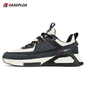 Baasploa Men Casual Waterproof Running Shoes Fashion Leather Skateboard Shoes Non-slip Wear-resistant Male Sport Shoes 2022 New (Color: 113511-SHMS, size: 41)