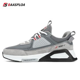 Baasploa Men Casual Waterproof Running Shoes Fashion Leather Skateboard Shoes Non-slip Wear-resistant Male Sport Shoes 2022 New (Color: 113511-QHZH, size: 42)