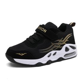 Kids Sneakers Boys Super Light Air Cushion Running Shoes Casual Outdoor Breathable Anti-slippery Sports Shoes Soft Jogging Flats (Color: Black gold 2007, size: 3)